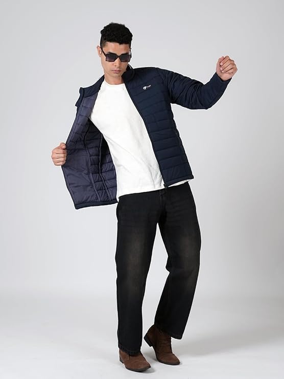Caraba Men's Bomber Winter Jacket | Regular Fit | Full Sleeve | Zipper Closure | Stand Collar | Stylish, Lightweight, Nylon Trendy Jacket for Men (M)