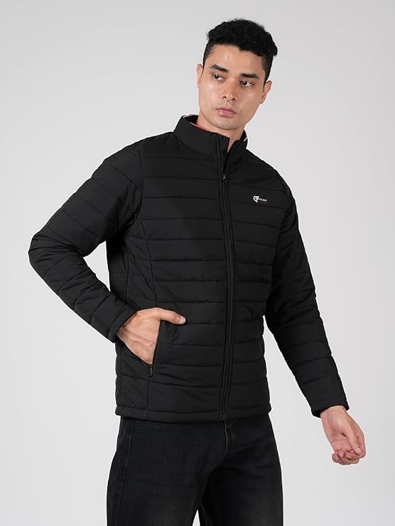Caraba Men's Bomber Winter Jacket | Regular Fit | Full Sleeve | Zipper Closure | Stand Collar | Stylish, Lightweight, Nylon Trendy Jacket for Men (M)
