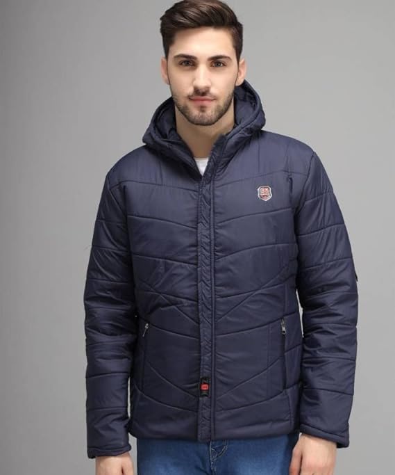 Men's Regular Fit Quilted Bomber Jacket With Hooded