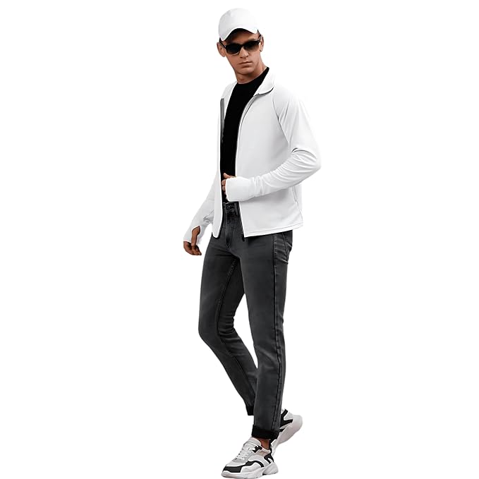 Mens Suncreen Jacket Protect From Harmful UV Rays | Full Sleeves Anti-tanning jacket for Bike Riding