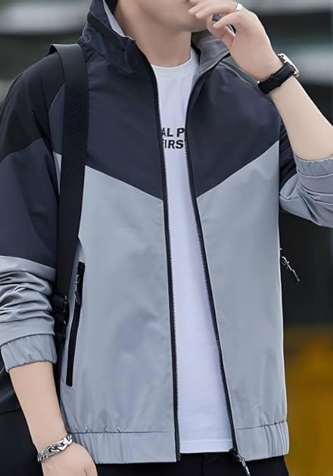Men's Nylon Water Resistant Windcheater Full Sleeves Stand Collar Winter Sports Jacket