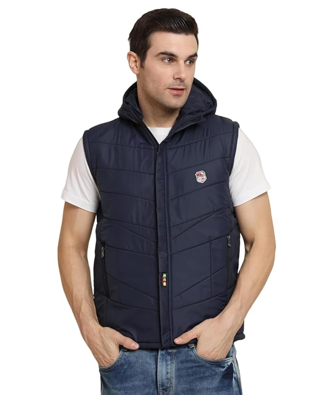 Men's Quilted Sleeveless Zippered Bomber Jacket