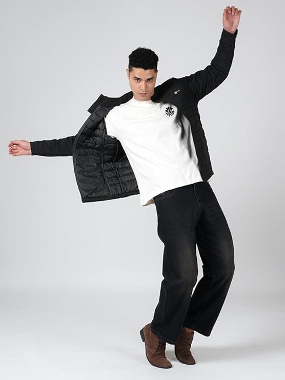 Caraba Men's Bomber Winter Jacket | Regular Fit | Full Sleeve | Zipper Closure | Stand Collar | Stylish, Lightweight, Nylon Trendy Jacket for Men (M)