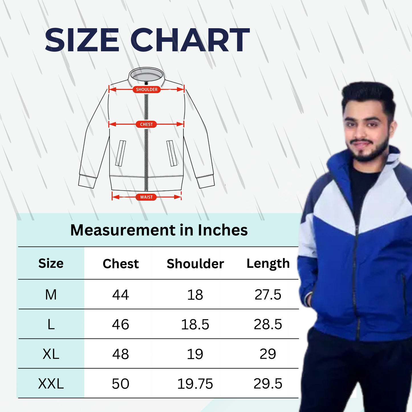 Caraba Men's Colorblock Light Rain Jacket | Lightweight Windcheater for Light Rain | Full Sleeves, Regular Fit, Stylish Stand Collar