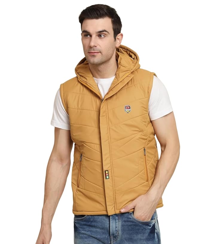 Men's Quilted Sleeveless Zippered Bomber Jacket