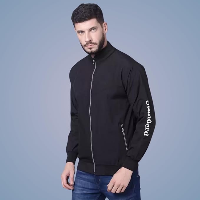 Caraba Men's Lightweight Nylon Jacket for Winter Season| Full Sleeves Zipper Function, Stand Collar Jacket for Bike Riding, Sports & Travel