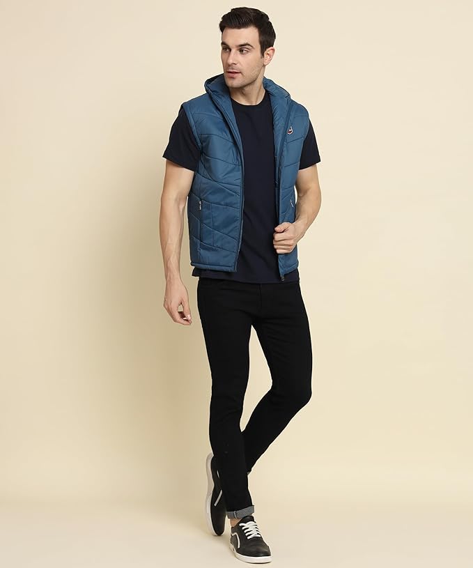 Men's Quilted Sleeveless Zippered Bomber Jacket