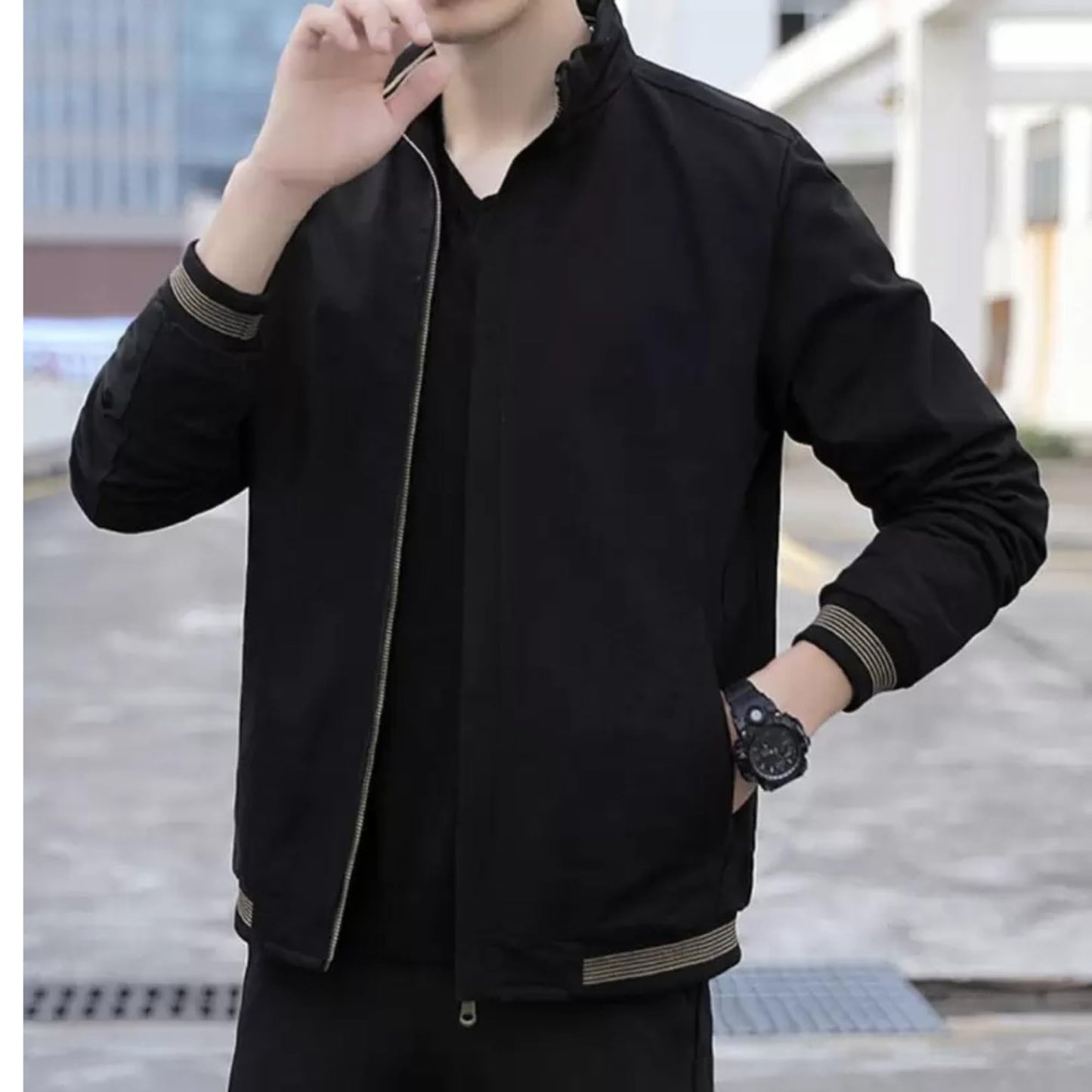 Caraba Mens Jackets for Winter, Lightweight Bomber Jacket, Full Sleeve, Regular Fit, Stylish Stand Collar, Zipper Closure jacket