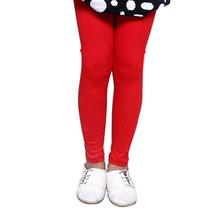 Plain Ankle Length Cotton Leggings for Kids & Girls Pack of 4