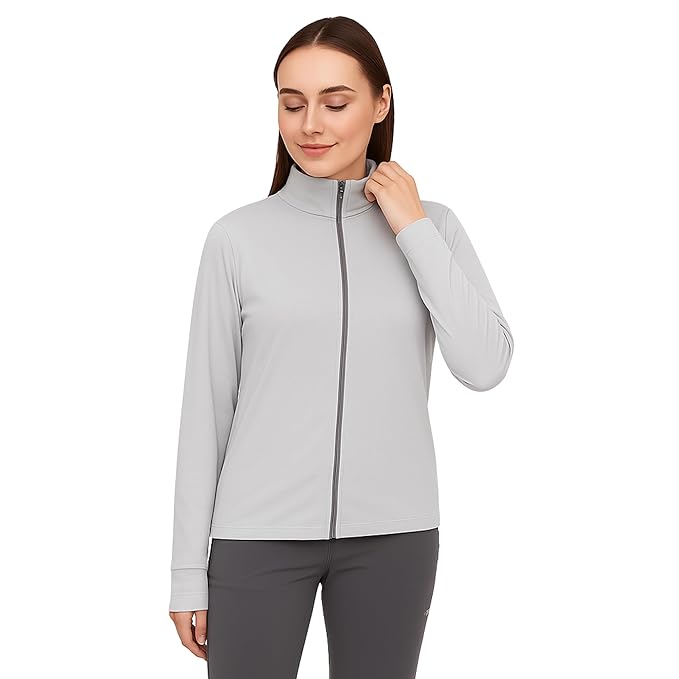 Caraba UPF 50+ Sun Protection UV Jacket for Women, Zipper Jacket for Biker & Outdoor Activity Solid Women Wind Cheater