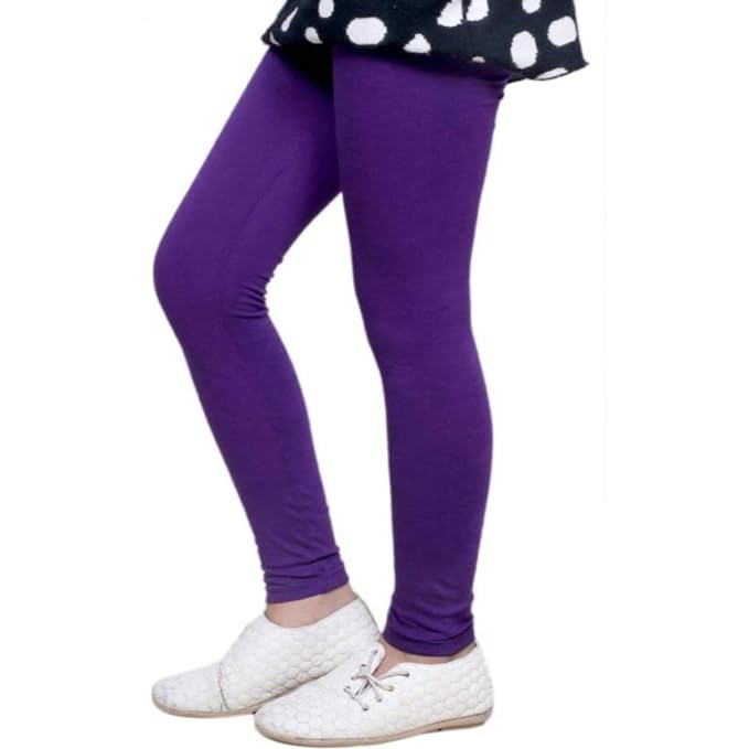Plain Ankle Length Cotton Leggings for Kids & Girls Pack of 4