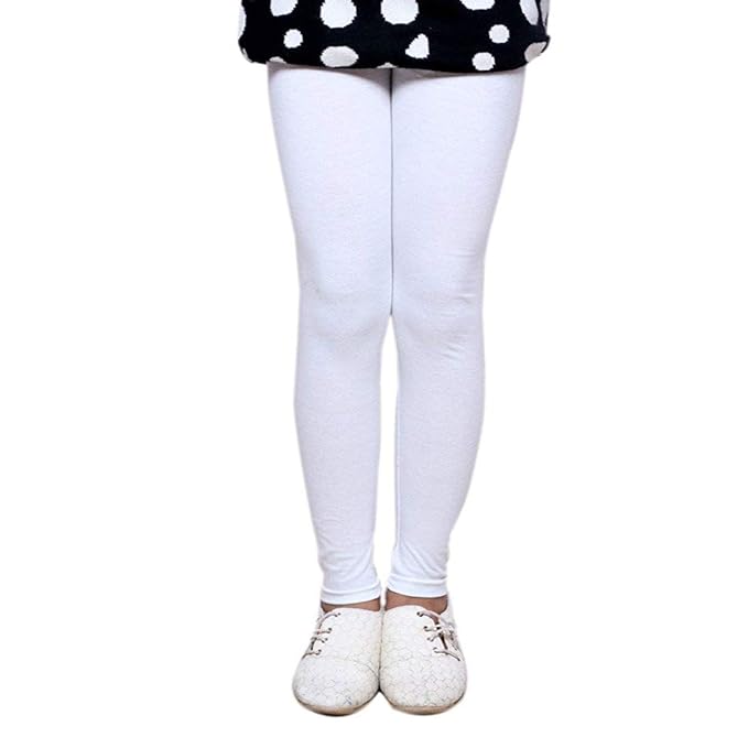 Plain Ankle Length Cotton Leggings for Kids & Girls Pack of 4