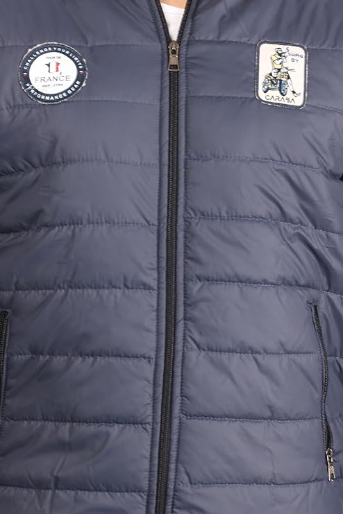 Men's Quilted Full Sleeves Bomber Puffer Zipper Stand Collar Winter Jacket