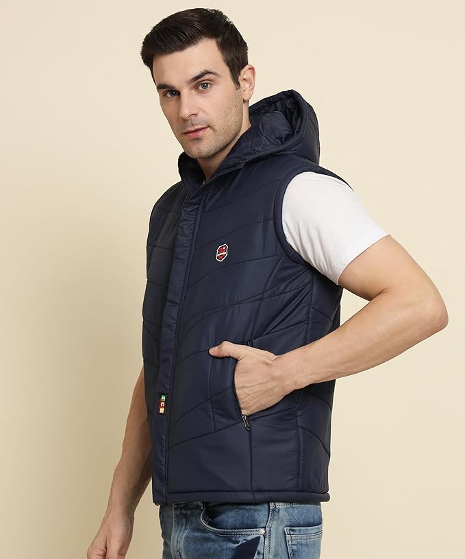 Men's Quilted Sleeveless Zippered Bomber Jacket