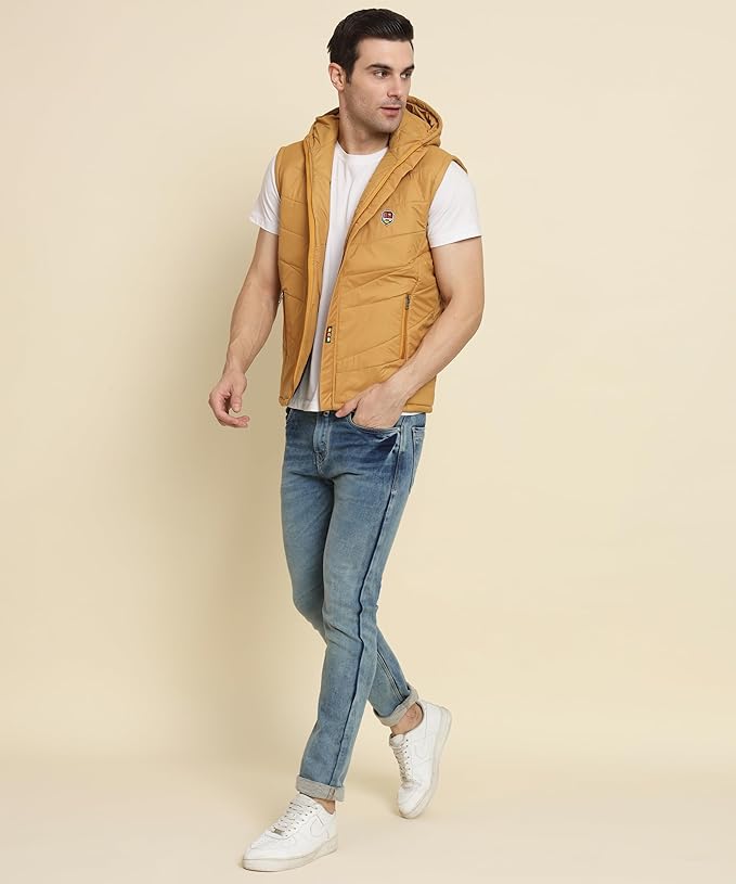 Men's Quilted Sleeveless Zippered Bomber Jacket