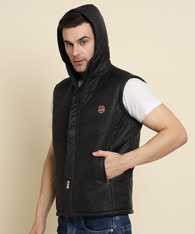 Men's Quilted Sleeveless Zippered Bomber Jacket
