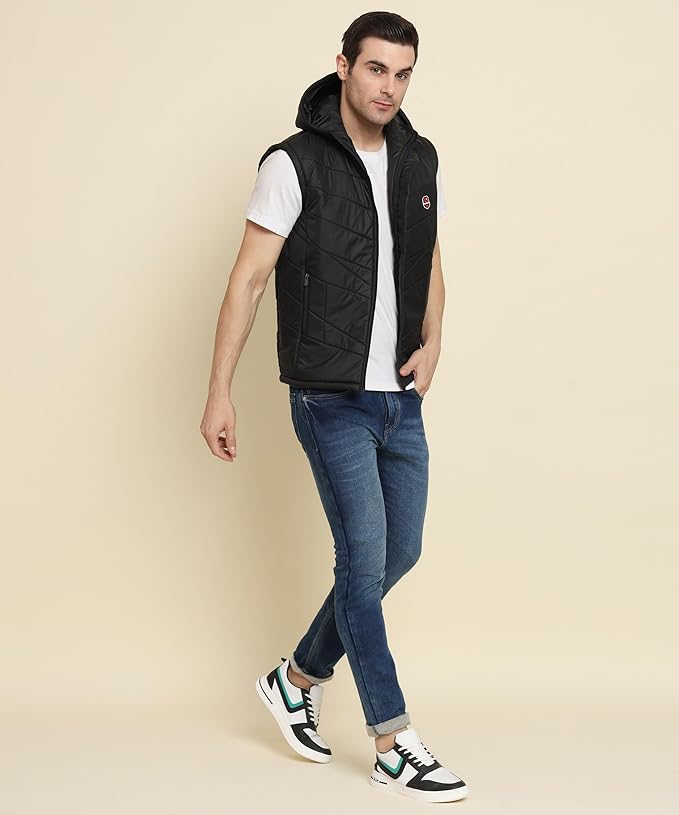 Men's Quilted Sleeveless Zippered Bomber Jacket