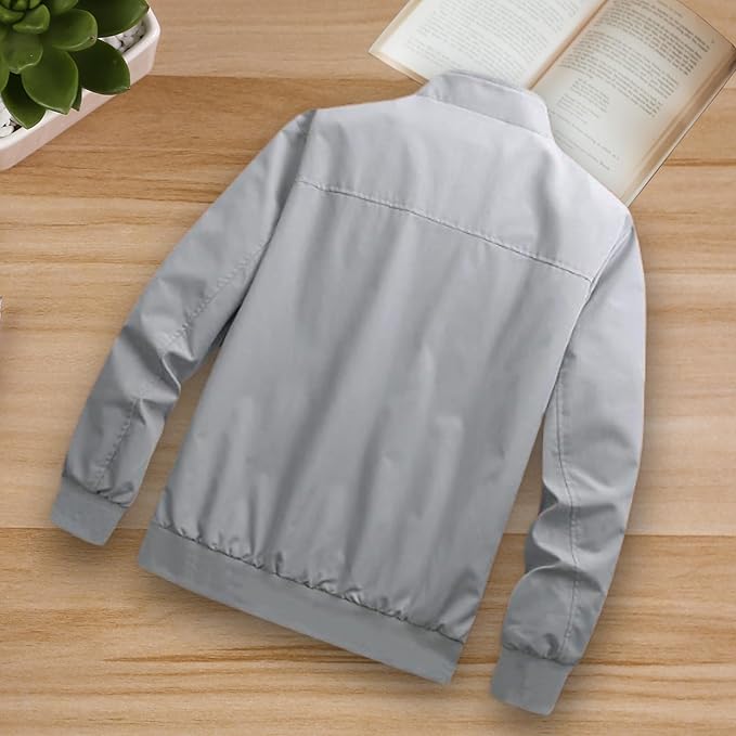 Men's Jacket Low-Cut Standing Collar, Full Sleeves with Elastic |Latest Stylish Jacket for Men | Bomber Jacket for Regular Fit Zip-Up Casual Jacket