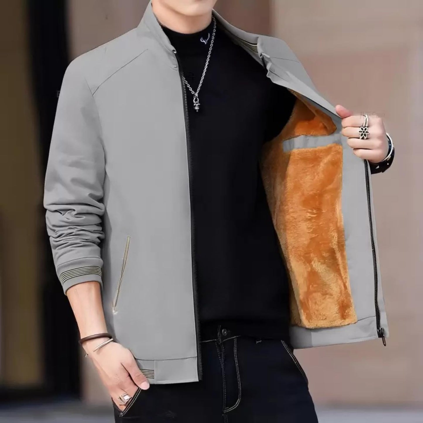 Caraba Mens Jackets for Winter, Lightweight Bomber Jacket, Full Sleeve, Regular Fit, Stylish Stand Collar, Zipper Closure jacket