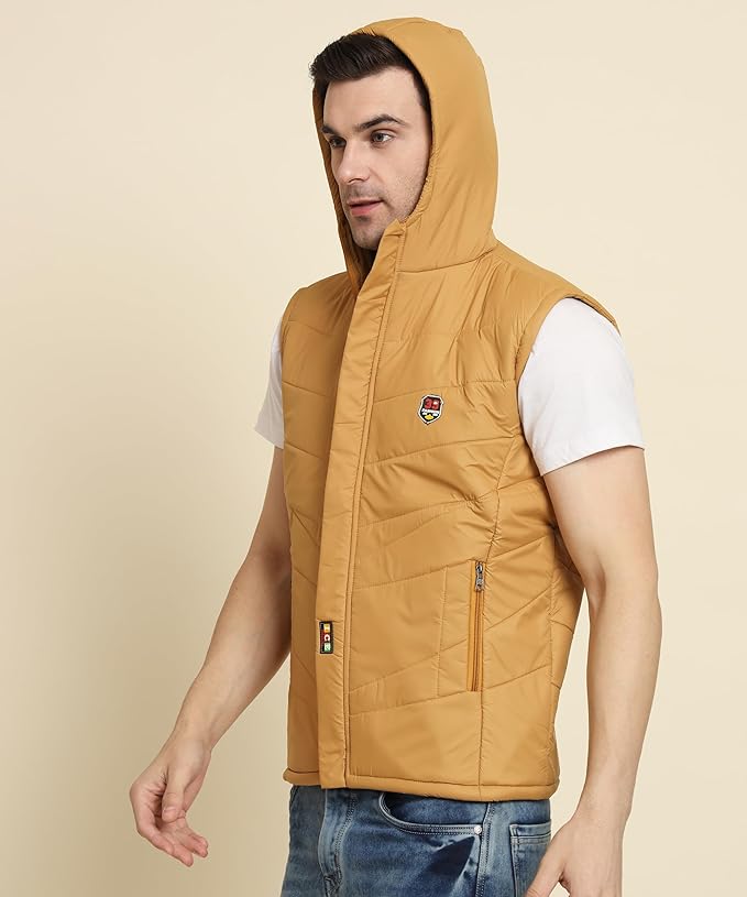 Men's Quilted Sleeveless Zippered Bomber Jacket