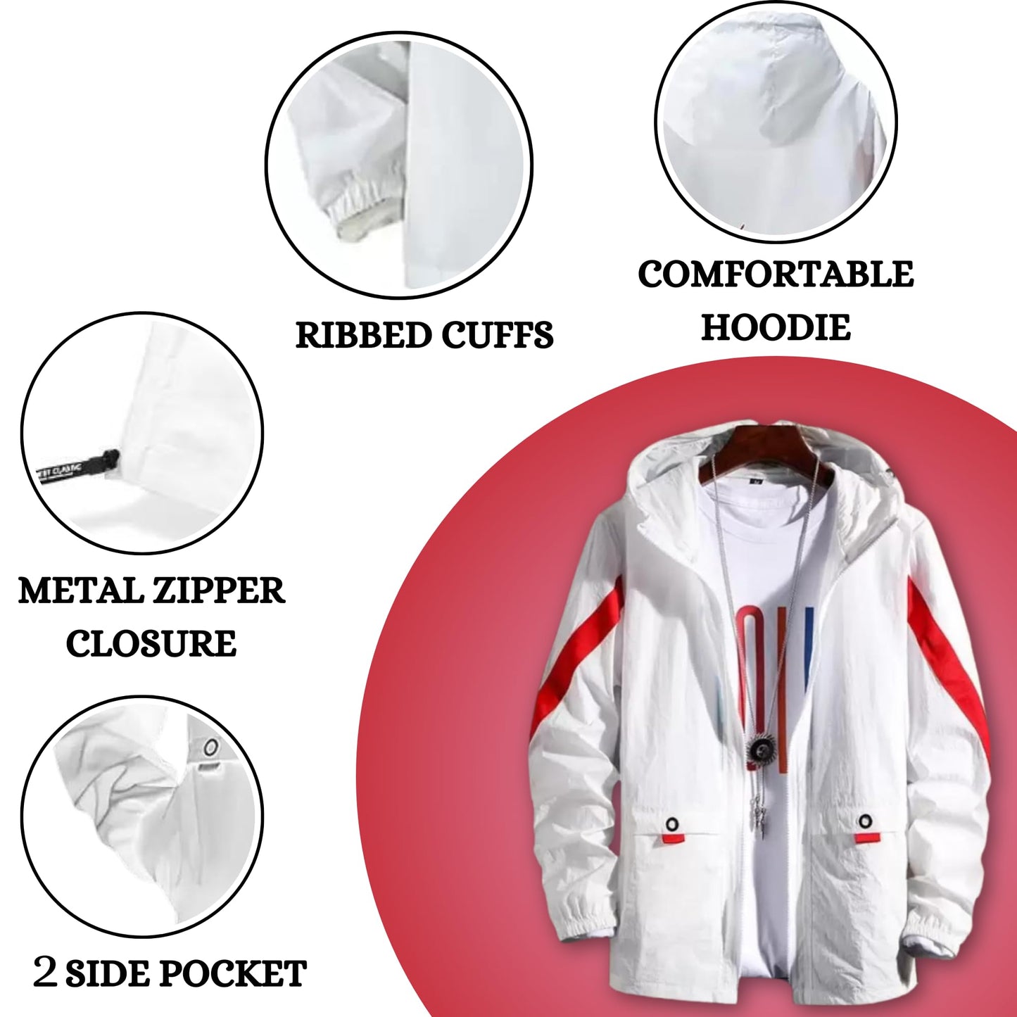 Caraba Men's Lightweight Winter Jacket, Full Sleeve Windcheater | Ideal for Trekking, Running, Gym Workouts & UV Protection