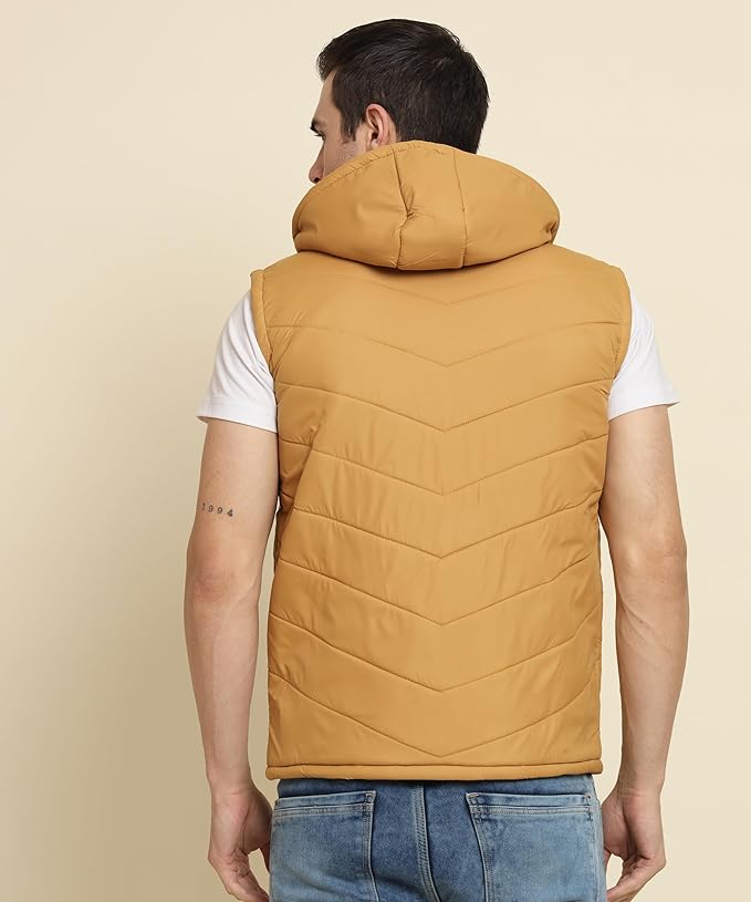 Men's Quilted Sleeveless Zippered Bomber Jacket