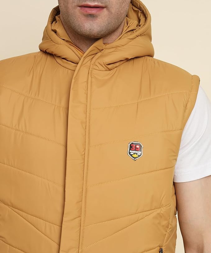 Men's Quilted Sleeveless Zippered Bomber Jacket