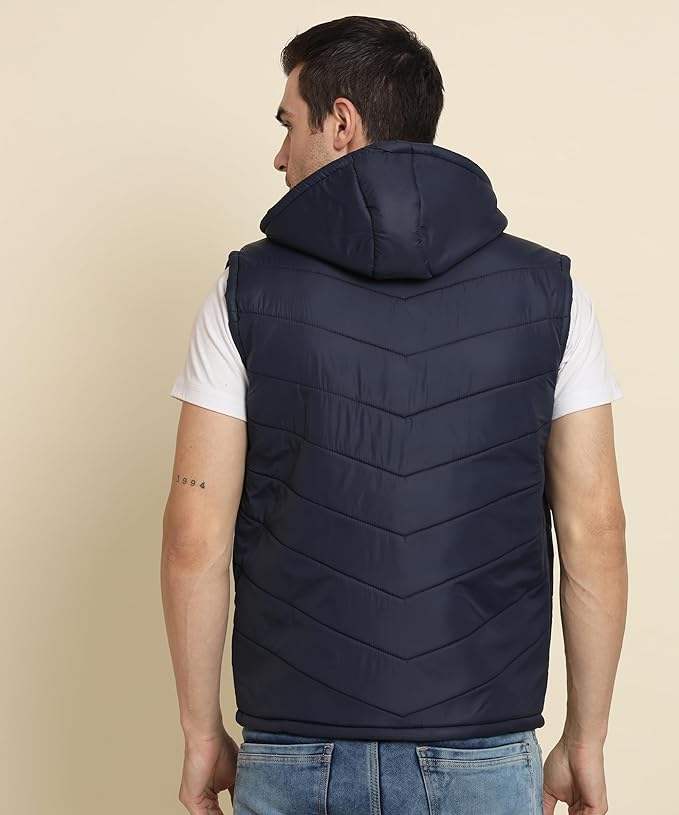 Men's Quilted Sleeveless Zippered Bomber Jacket