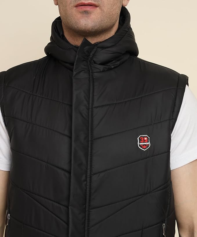 Men's Quilted Sleeveless Zippered Bomber Jacket