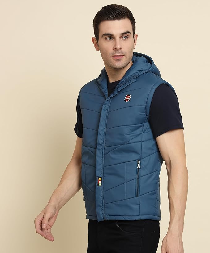 Men's Quilted Sleeveless Zippered Bomber Jacket