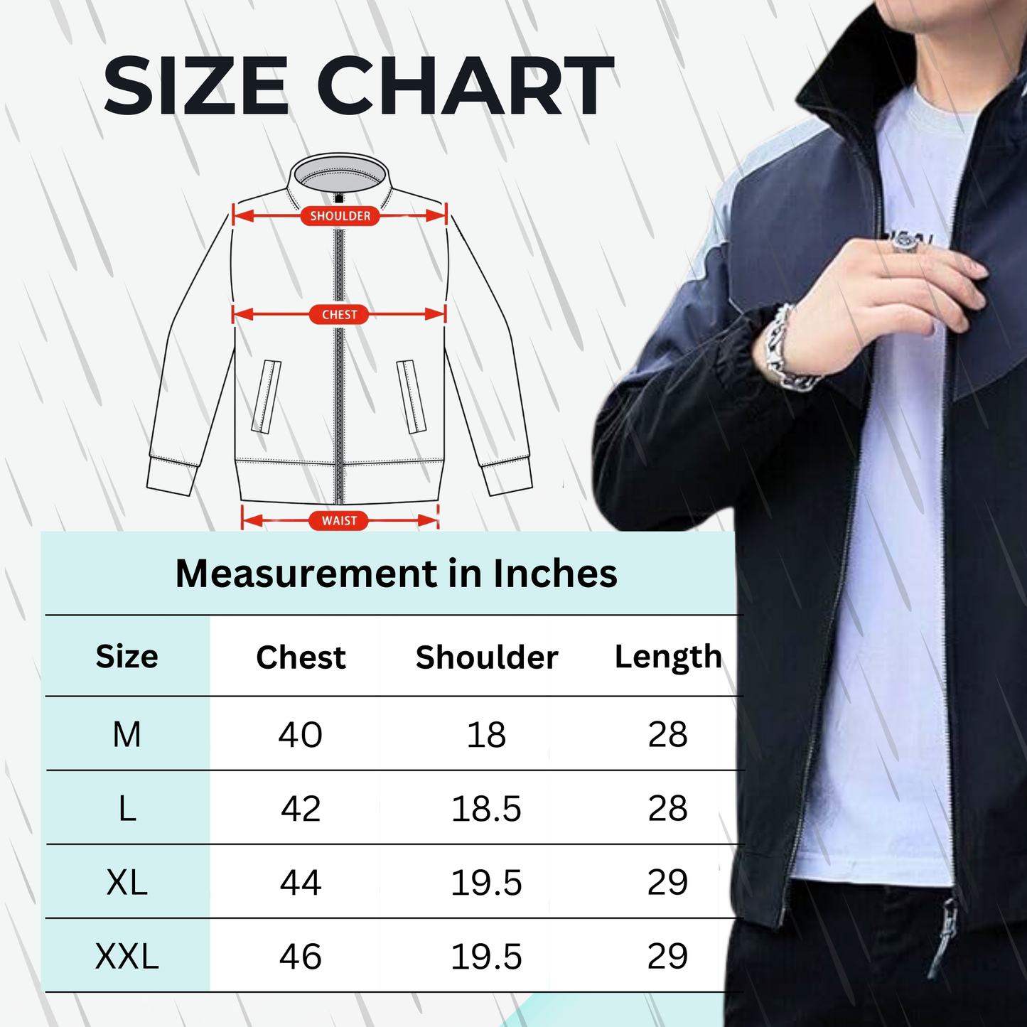 Caraba Men's Colorblock Summer Jacket | Lightweight Windcheater for Light Rain | Full Sleeves, Regular Fit, Stylish Stand Collar