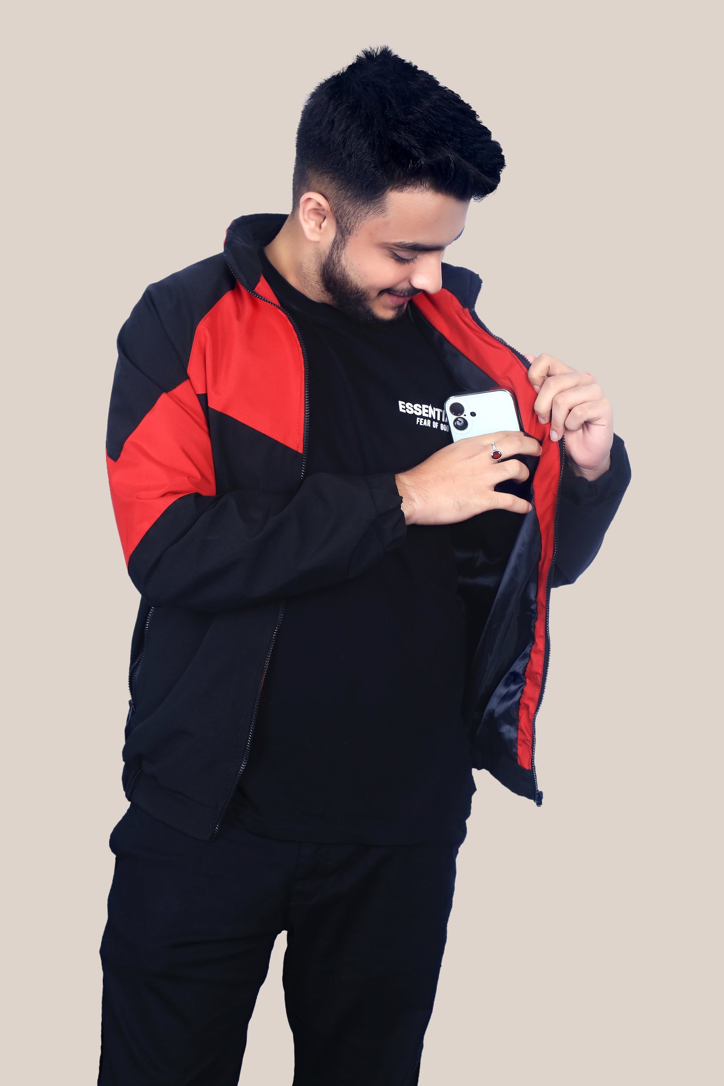 Caraba Jacket for Summer, Lightweight & Regular Fit, Full Sleeves, Stylish Stand Collar Colorblock Men Wind Cheater