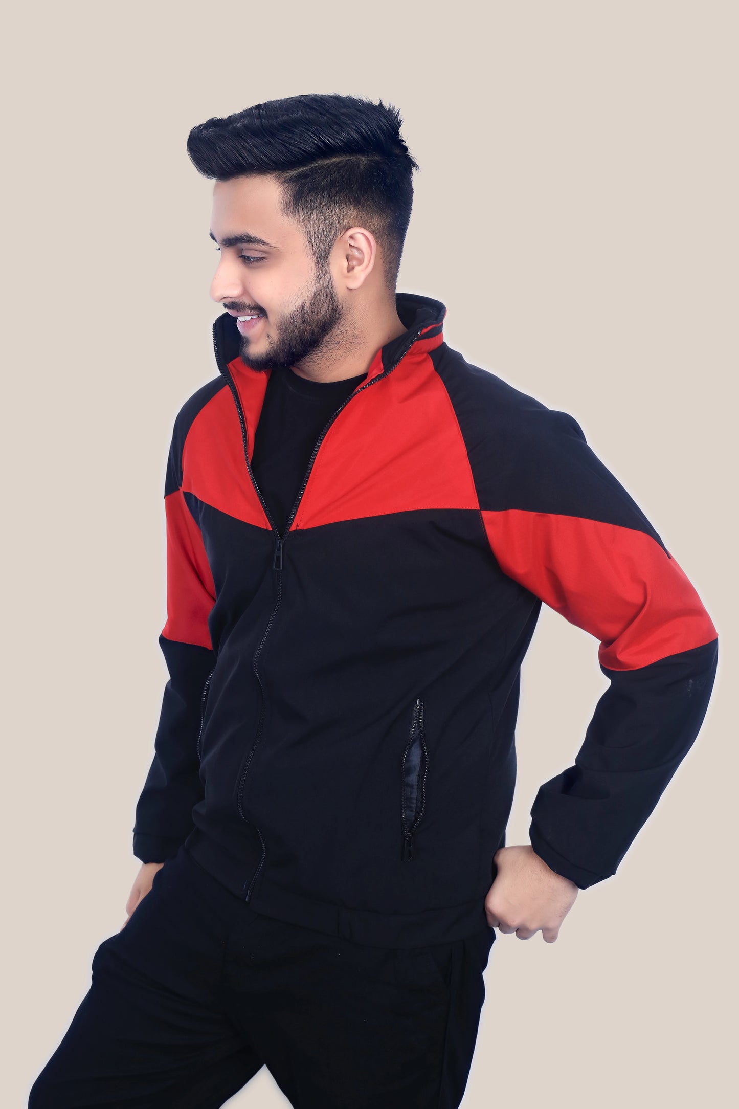 Caraba Jacket for Summer, Lightweight & Regular Fit, Full Sleeves, Stylish Stand Collar Colorblock Men Wind Cheater