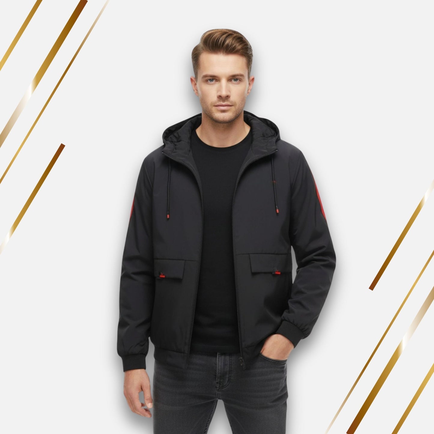 Caraba Men's Lightweight Winter Jacket, Full Sleeve Windcheater | Ideal for Trekking, Running, Gym Workouts & UV Protection