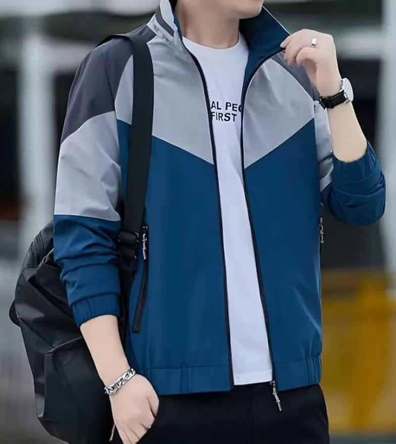 Caraba Colorblock Men's Rain Jacket for Light Rain