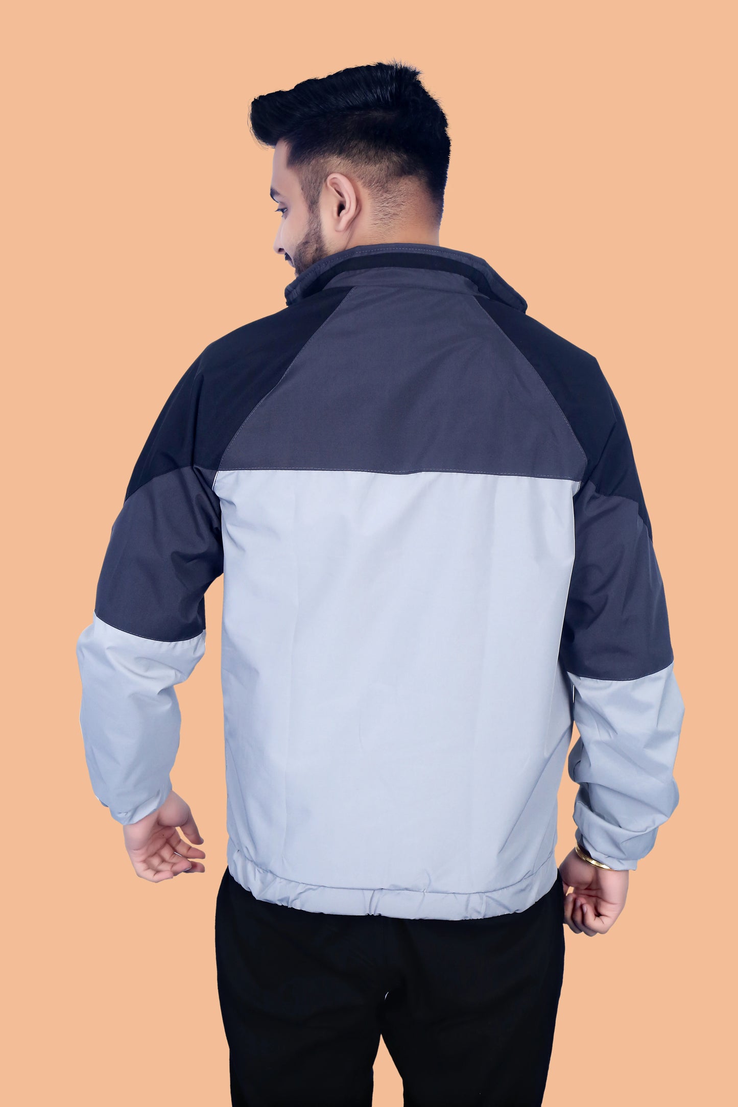 Caraba Jacket for Summer, Lightweight & Regular Fit, Full Sleeves, Stylish Stand Collar Colorblock Men Wind Cheater