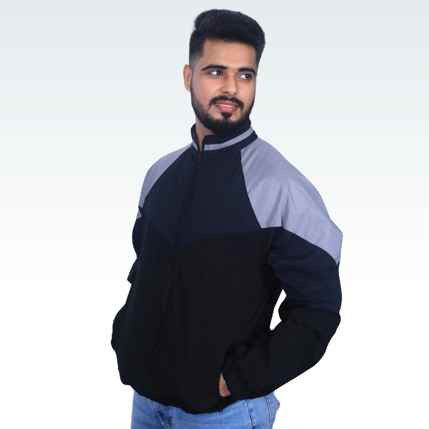 Caraba Jacket for Summer, Lightweight & Regular Fit, Full Sleeves, Stylish Stand Collar Colorblock Men Wind Cheater