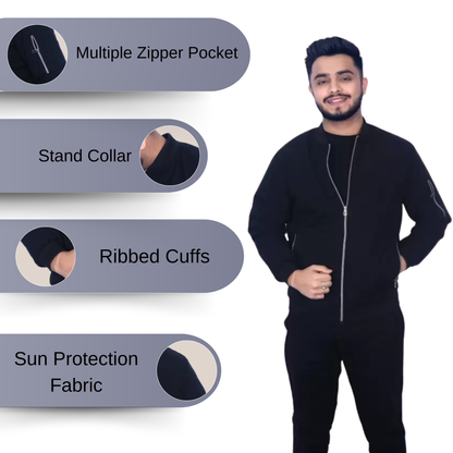 Caraba Men's Sunscreen Jacket | UV Protection, Lightweight Summer Wear, Prevents Sun Tanning, Stylish