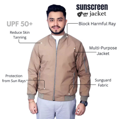 Caraba Mens Bike Riding Jacket - Anti-Tanning & Anti-Dust Protection UPF 50+ Sun Protection Full Sleeves Zipper Jacket