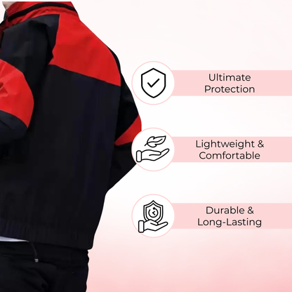 Caraba Men's Colorblock Summer Jacket | Lightweight Windcheater for Light Rain | Full Sleeves, Regular Fit, Stylish Stand Collar