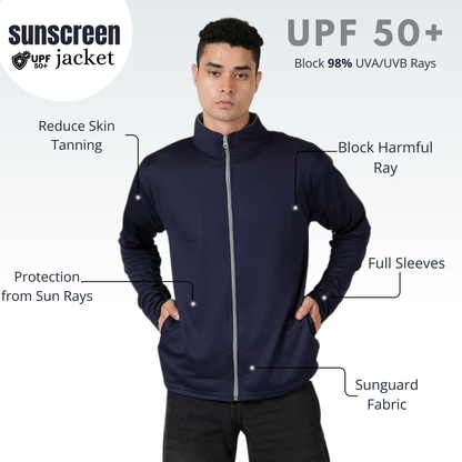 Mens Suncreen Jacket Protect From Harmful UV Rays | Full Sleeves Anti-tanning jacket for Bike Riding
