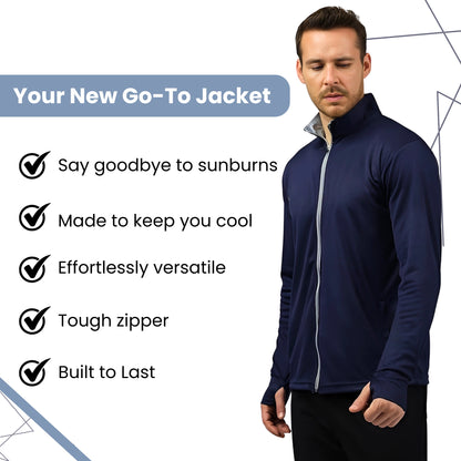 Caraba UPF 50+ SUNSCREEN JACKET Men's Sports Summer Gym Workout Running Travel Trekking and Travel Nylon Solid Plain Sunscreen jacket for Men Nylon Summer Casual Wear