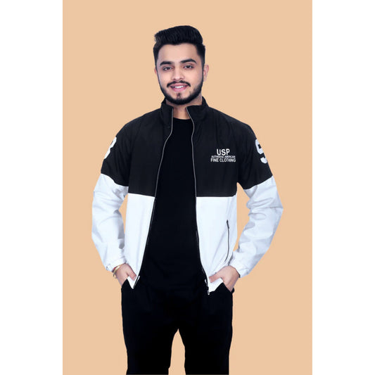 Caraba Men's Colorblock Light Rain Jacket | Stylish Nylon Windcheater | Full Sleeve Zip-Up Jacket with Stand Collar | Casual Sportswear