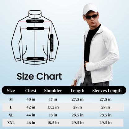 Caraba Men's UPF 50+ Sun Protection Jacket | Full Sleeves Polyester Sunscreen Running Jacket | Outdoor Sportswear for Running, Hiking & Activities (M, L, XL, XXL)