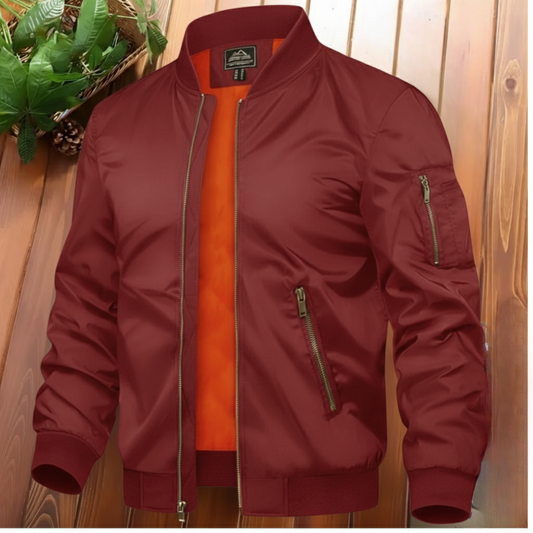 CARABA Men's Bomber Jacket Fashion Lightweight Windbreaker Winter Fall Casual Jackets for Men | Full Zipper Casual Padded Nylon Jacket