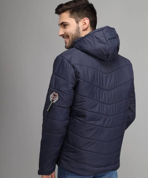 Men's Regular Fit Quilted Bomber Jacket With Hooded