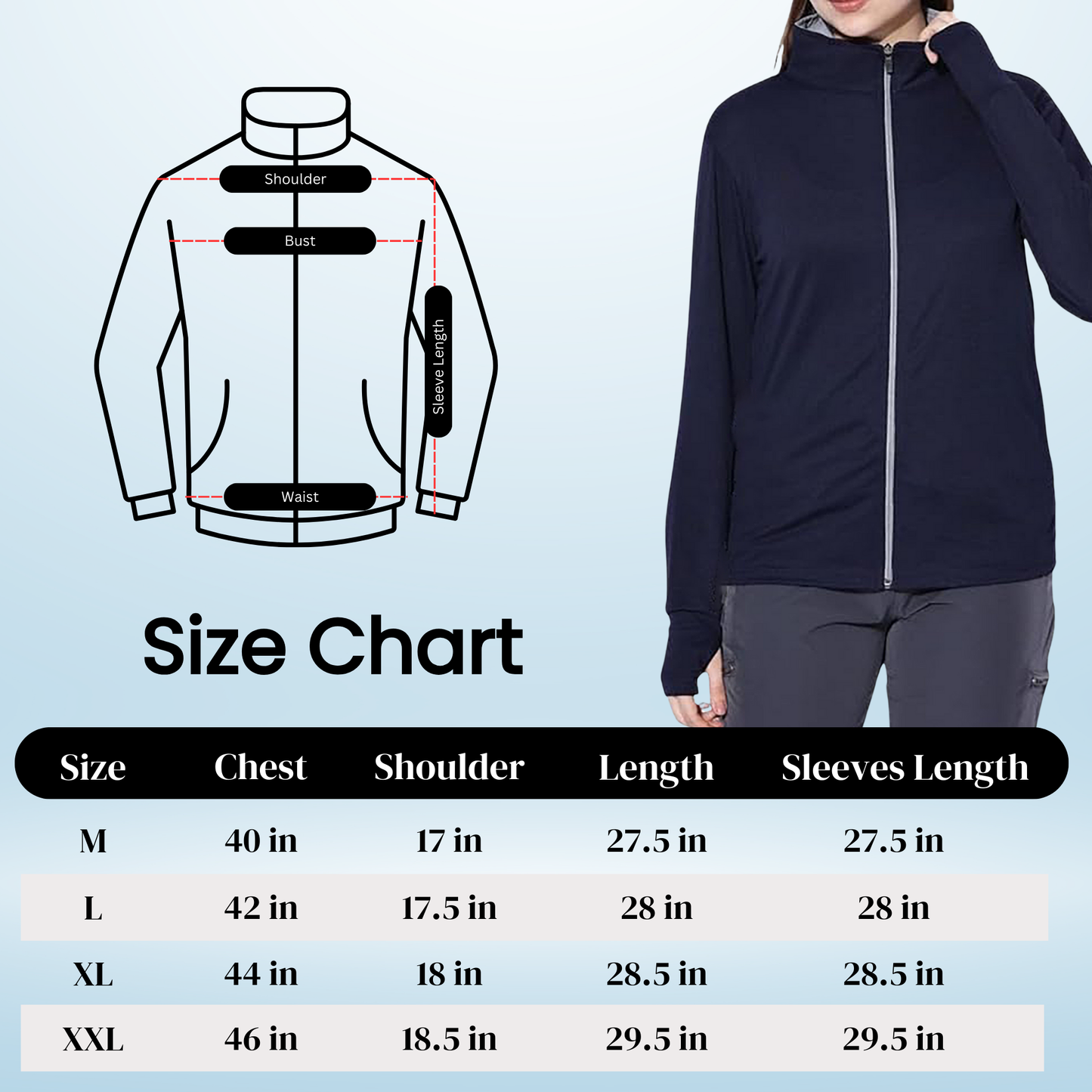 Caraba UPF 50+ Sun Protection UV Jacket for Women, Zipper Jacket for Biker & Outdoor Activity Solid Women Wind Cheater