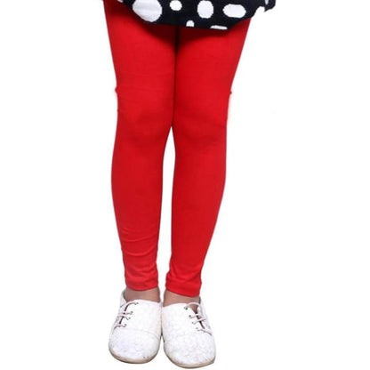 Plain Ankle Length Cotton Leggings for Kids & Girls Pack of 4