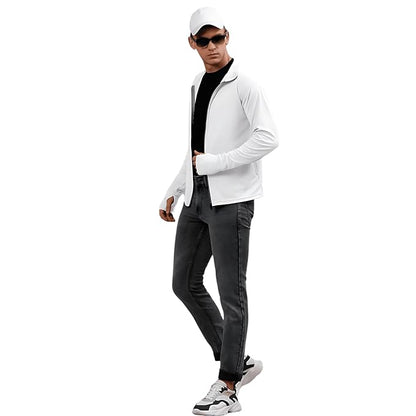 Caraba UPF 50+ SUNSCREEN JACKET Men's Sports Summer Gym Workout Running Travel Trekking and Travel Nylon Solid Plain Sunscreen jacket for Men Nylon Summer Casual Wear