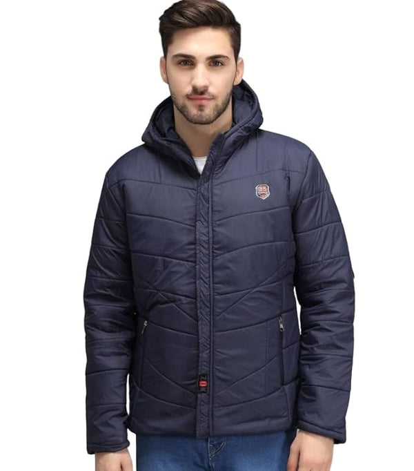 Men's Regular Fit Quilted Bomber Jacket With Hooded